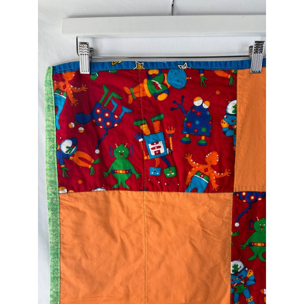 Marvin the Martian Looney Tunes Handmade Quilt Reversible Robot Space Blanket - Picture 8 of 14